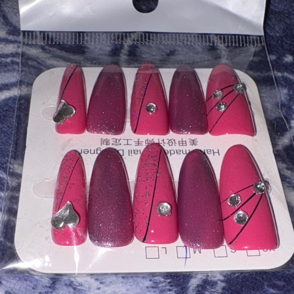 Elegant Pink and Purple Nail Set